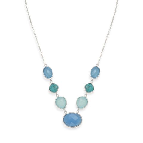 Turquoise & Chalcedony Necklace .925 - Click Image to Close